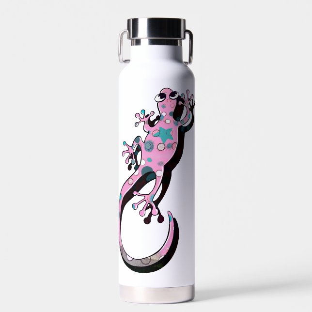Farbige Gecko-Illustration | Süße minimale Eidechs Trinkflasche (Vorne)