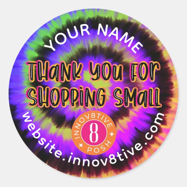 Farbige Gefärbte Krawatte Innov8tive + Posh Label Runder Aufkleber (Vorderseite)