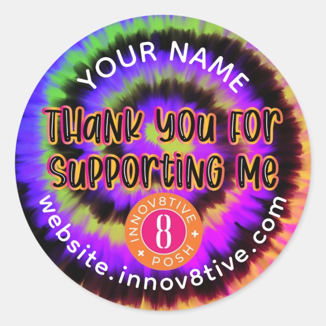 Farbige Gefärbte Krawatte Innov8tive + Posh Label Runder Aufkleber (Vorderseite)