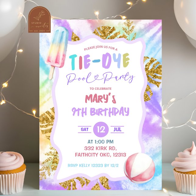 Farbige Gefärbte Krawatte Pool Party Einladung (Von Creator hochgeladen)