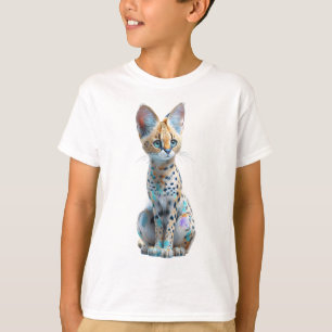 Farbige gefleckte Servalkätzchen mit blauen Augen T-Shirt