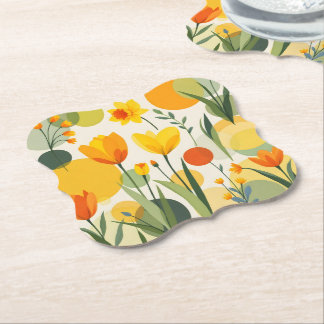 Farbige Gelb- und Orangenfrühlingsblumen Untersetzer