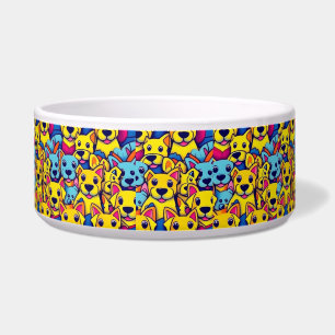 Farbige gelbe Hunde Haustiere Wasserschale Napf