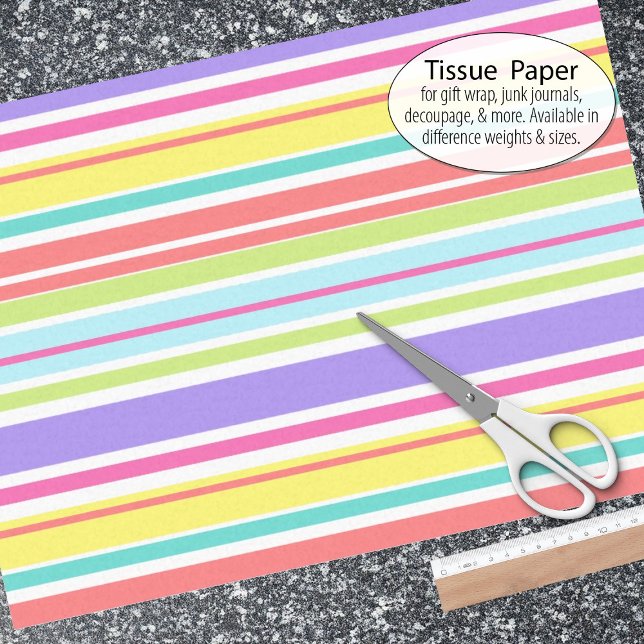 Farbige, gelbe, lila, orangefarbene Streifen Seidenpapier (Tissue paper for gift wrap and decoupage)