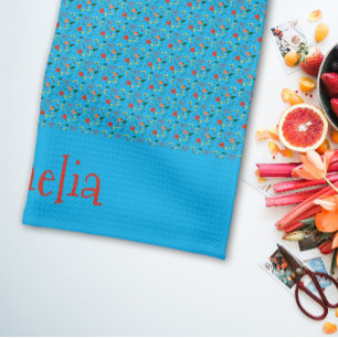 Farbige, gelbe Wildblume türkis Geschirrtuch