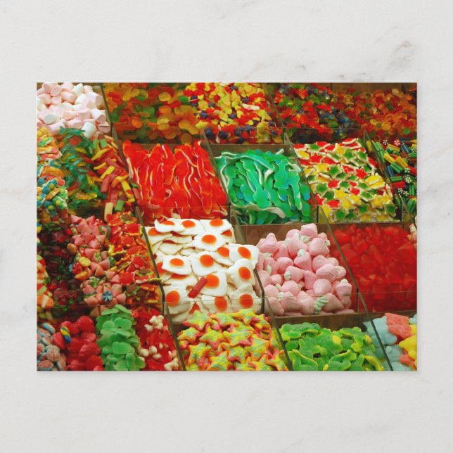 Farbige Gelees auf Regalen FARBE GUMMY CAND Postkarte (Vorderseite)