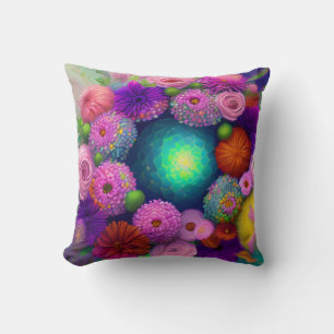 Farbige gemischte Blume, Retro Moderne Springtime Kissen