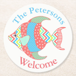 Farbige Gemusterte Fisch-Papier-Untersetzer Runder Pappuntersetzer
