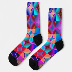 Farbige Geometrie in Neonfarben Socken