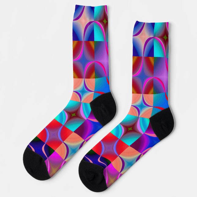 Farbige Geometrie in Neonfarben Socken (Linkes Detail)