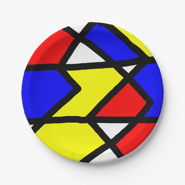 farbige Geometrien Pappteller (Vorderseite)