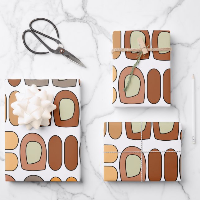 Farbige geometrische Elemente im Stil der Mitte de Geschenkpapier Set (Vorderseite)