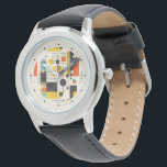 Farbige geometrische Formen Armbanduhr<br><div class="desc">Bunte Kreise,  Quadrate und Linien,  moderne abstrakte künstlerische Komposition.</div>