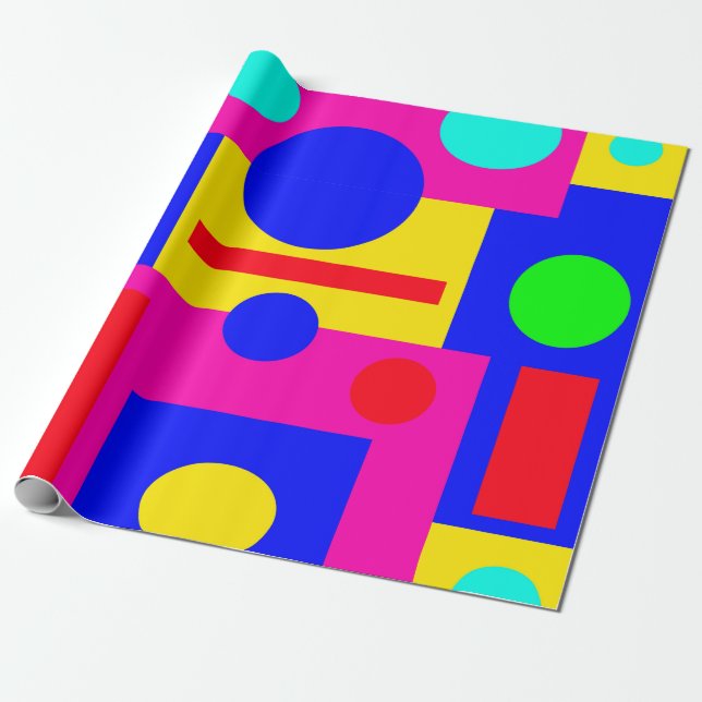 Farbige geometrische Formen Geschenkpapier (Ungerollt)