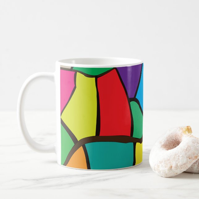 Farbige geometrische Formen Kaffeetasse (Mit Donut)