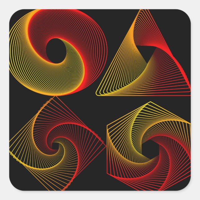 Farbige geometrische Formkleber Quadratischer Aufkleber (Vorderseite)