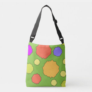Farbige geometrische Funky-Retrokreise Tragetaschen Mit Langen Trägern