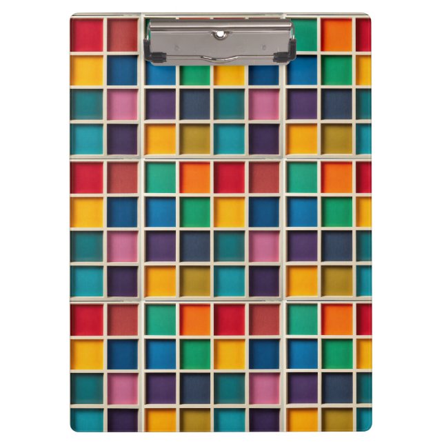 Farbige geometrische Gittertafel Klemmbrett (Vorderseite)
