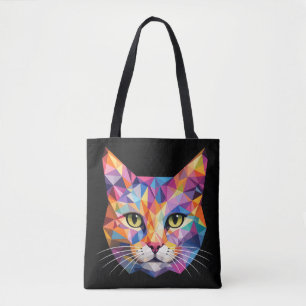 Farbige geometrische Katzen-Gesichts-Low-Poly-Drei