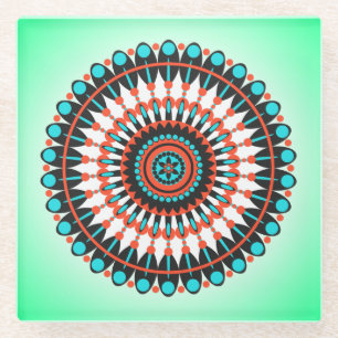 Farbige geometrische Mandala-Kunst-46456 Glasuntersetzer