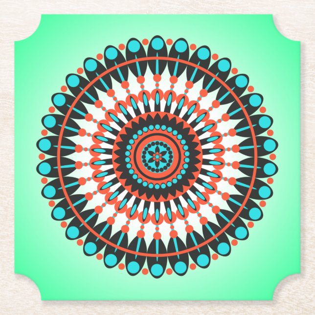 Farbige geometrische Mandala-Kunst-46456 Untersetzer (Vorderseite)