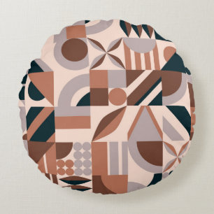 Farbige geometrische Mosaik, abstrakter Hintergrun Rundes Kissen