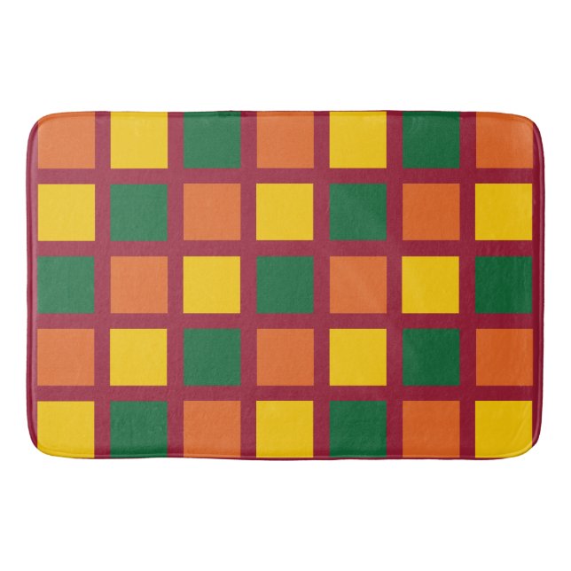Farbige geometrische Quadrate Bath Mat Badematte (Vorderseite)
