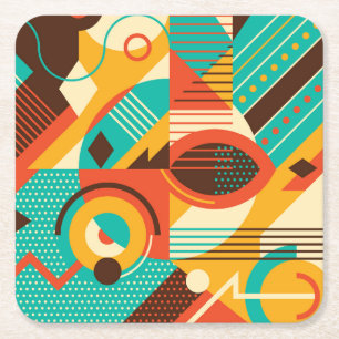 Farbige geometrische Retro-Mode: vintage Abstrakti Rechteckiger Pappuntersetzer