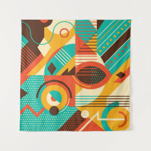 Farbige geometrische Retro-Muster: vintage Abstrak Wandteppich