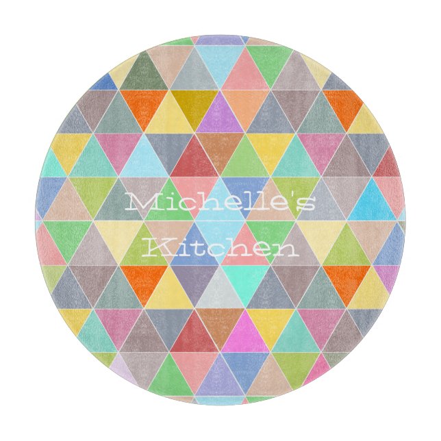 Farbige geometrische Schnittplatte aus Glas Schneidebrett (Vorderseite)