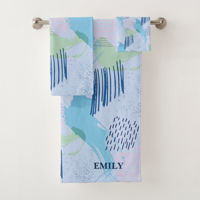 Farbige geometrische Spiralen und Linien Badhandtuch Set (Insitu)