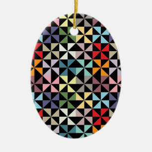 Farbige geometrische Windmühle Schwarz Keramikornament
