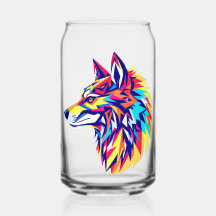 Farbige geometrische Wolf-Trinkflaschenset
