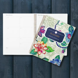 Farbige geprägte Blume-Logo-Monogramm Planer