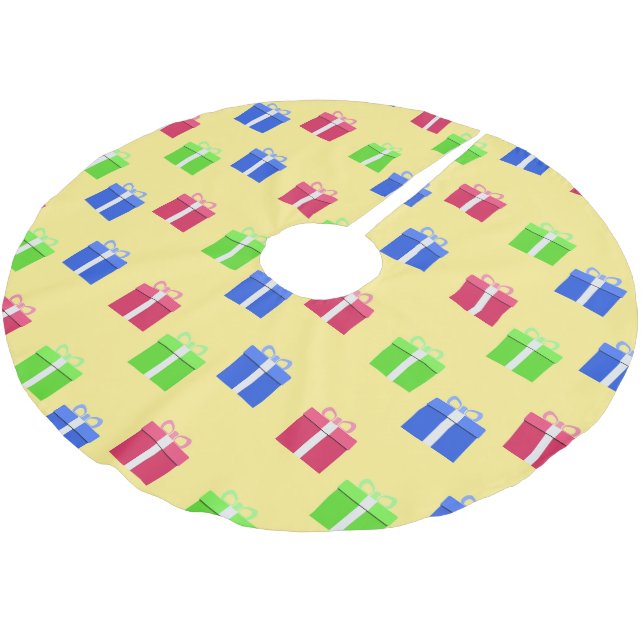 Farbige Geschenkboxen Polyester Weihnachtsbaumdecke (Schrägansicht)