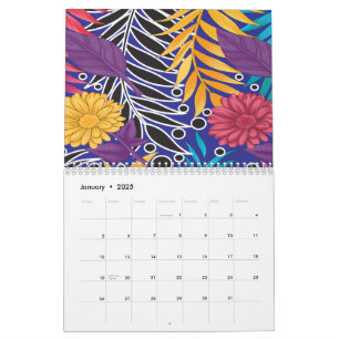 Farbige Geschenkpapier mit kreativer floraler Gest Kalender