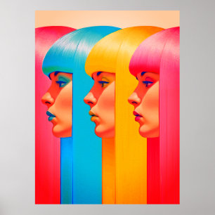 Farbige Gesichter Lebendige Mehrfarben-Seitenprofi Poster