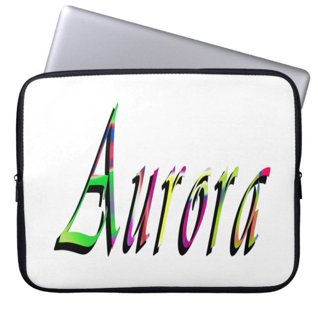 Farbige gestaltete Aurora Mädchen Name,  Laptopschutzhülle (Vorderseite)