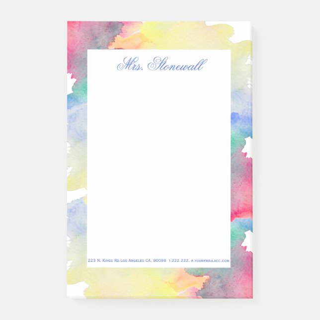 Farbige Gestaltung der Wasserfarben Post-it Klebezettel (Vorderseite)