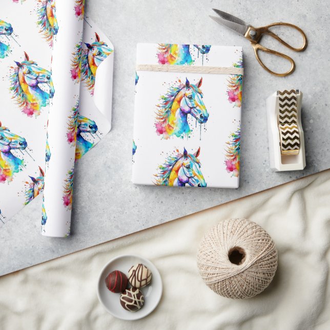 Farbige Gestaltung des Pferdekopfes Geschenkpapier (Kunsthandwerk)