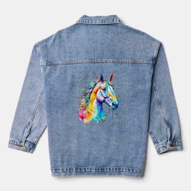 Farbige Gestaltung des Pferdekopfes Jeansjacke (Rückseite)