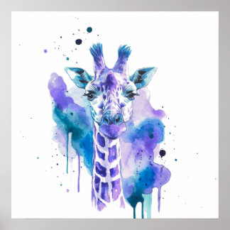 Farbige Giraffe Aquarell  Poster