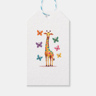 farbige Giraffe farbenfrohe Schmetterlinge Giraffe Geschenkanhänger