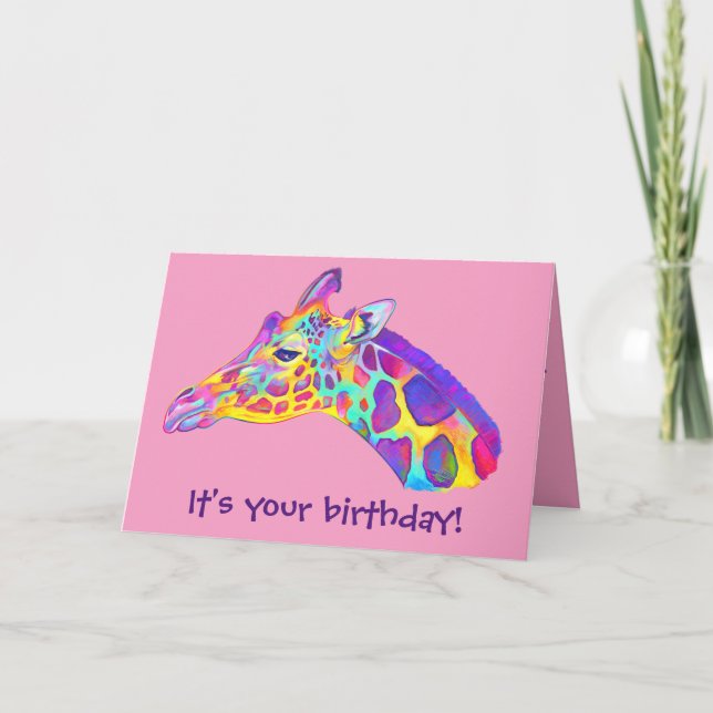 Farbige Giraffe Geburtstagskarte Karte (Vorderseite)