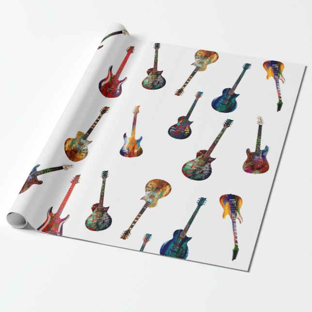 Farbige Gitarre Geschenkpapier (Ungerollt)