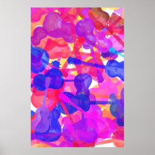 Farbige Gitarren-Collage Poster