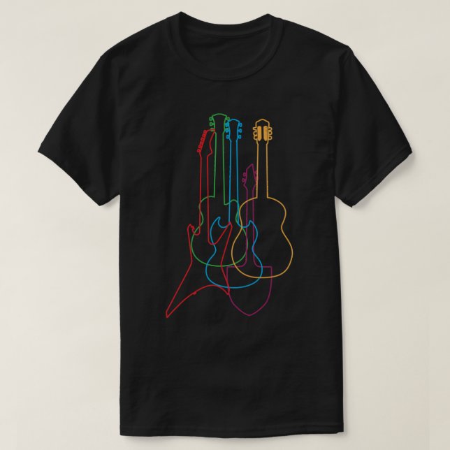 Farbige Gitarren Electric Acoustic Classical Gifte T-Shirt (Design vorne)