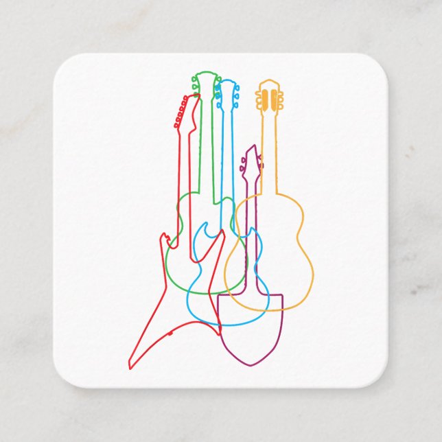 Farbige Gitarren Elektrische akustische klassische Quadratische Visitenkarte (Vorderseite)