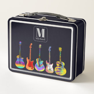 Farbige Gitarren Monogram Black Metall Brotdose