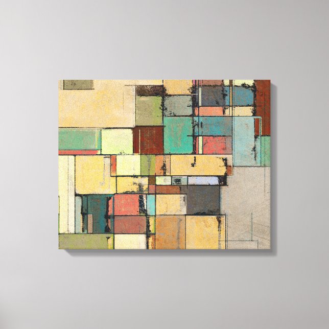 Farbige Gitter, Abstrakt ummantelte Canvas Leinwanddruck (Vorderseite)